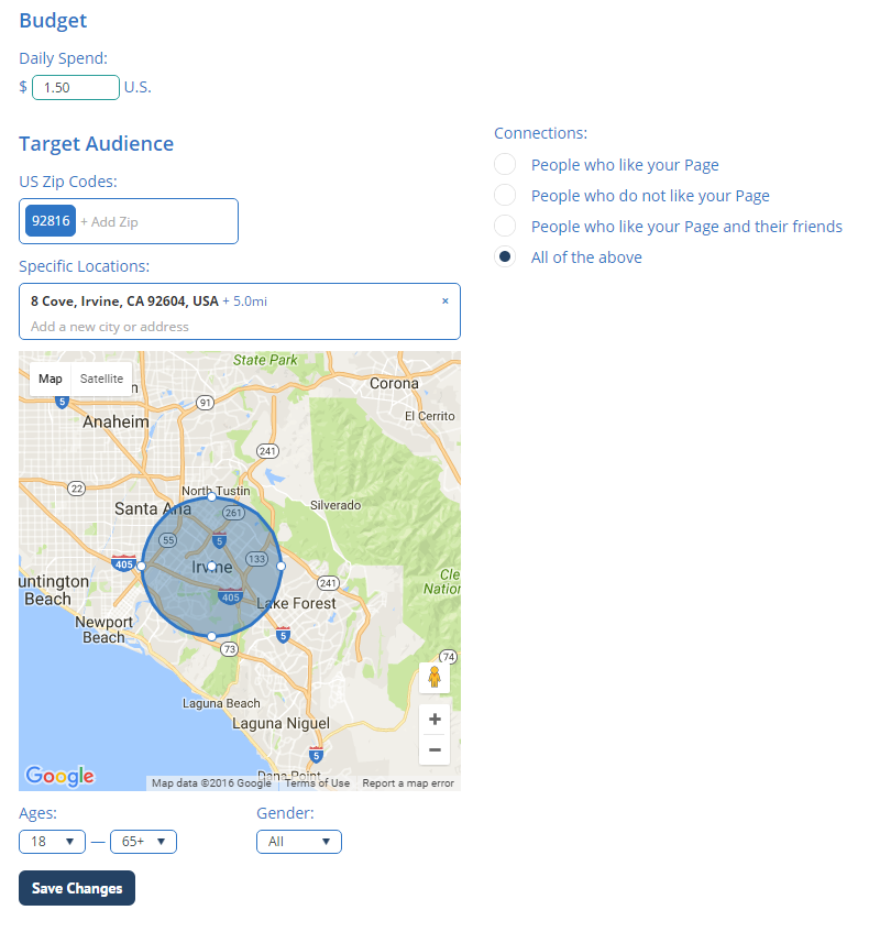 Boosting Facebook posts from the dashboard