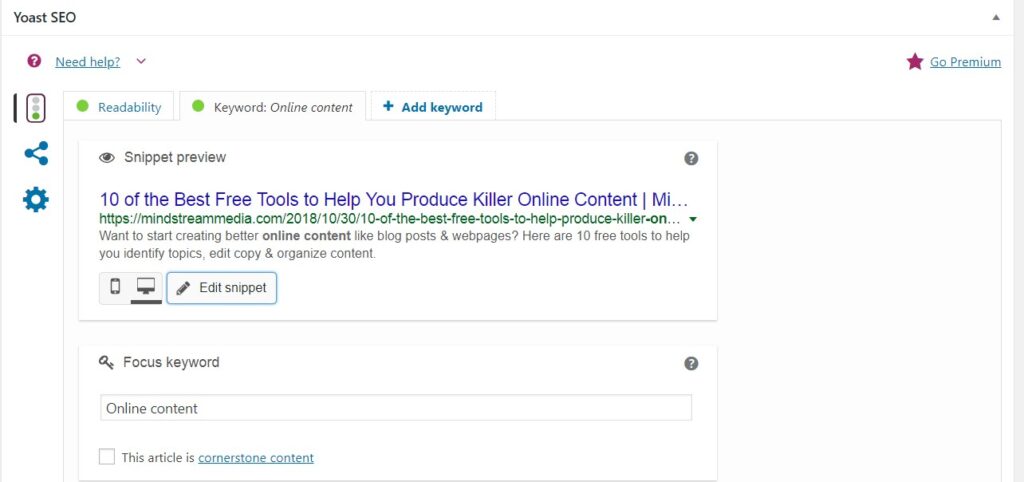 Optimize online content with the Yoast SEO plugin